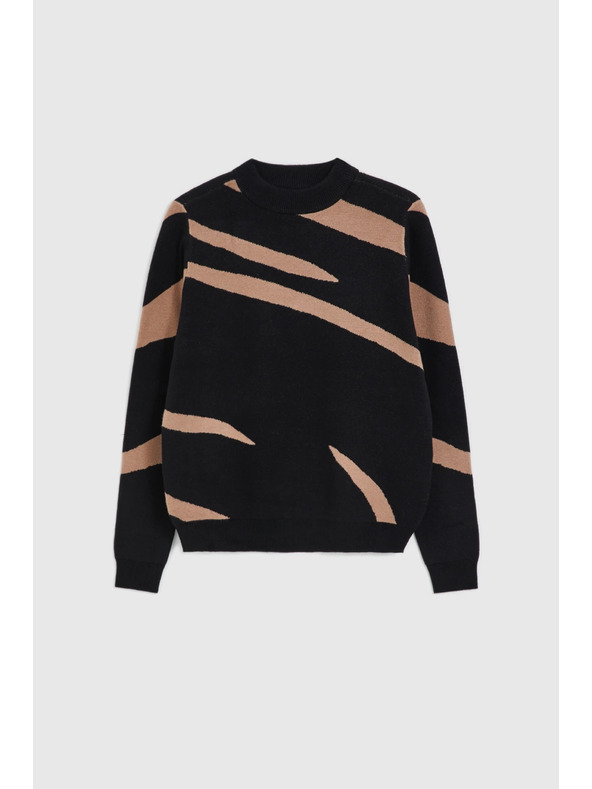 Moodo Crni pulover sa životinjskim uzorkom Moodo