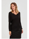 Moodo Pulover s čipkastim izrezom crni Moodo