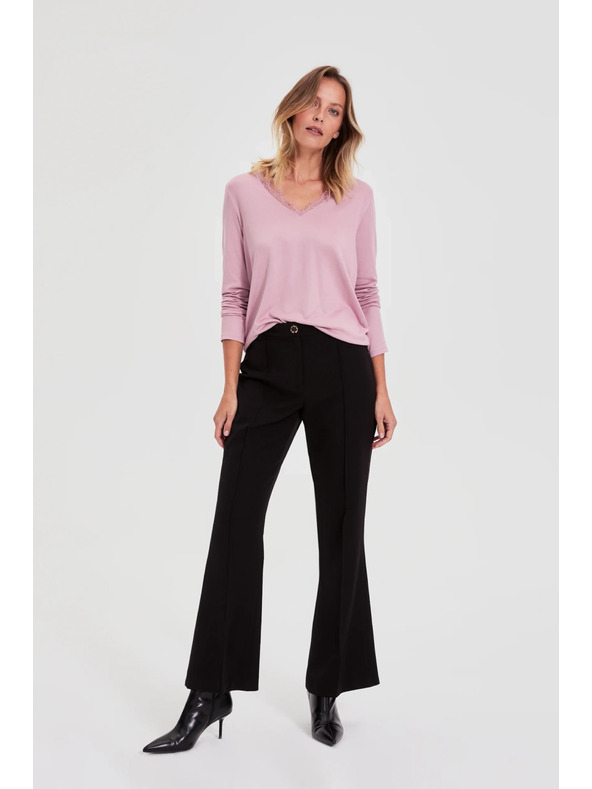 Moodo Pulover s čipkastim izrezom ružičasti Moodo