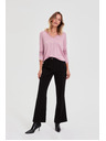 Moodo Pulover s čipkastim izrezom ružičasti Moodo