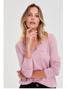 Moodo Pulover s čipkastim izrezom ružičasti Moodo