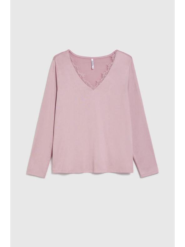 Moodo Pulover s čipkastim izrezom ružičasti Moodo