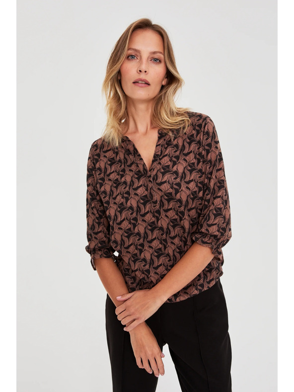 Moodo Smeđi pulover s kratkim rukavima Moodo