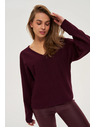 Moodo Pulover s V-izrezom vinsko crveni Moodo