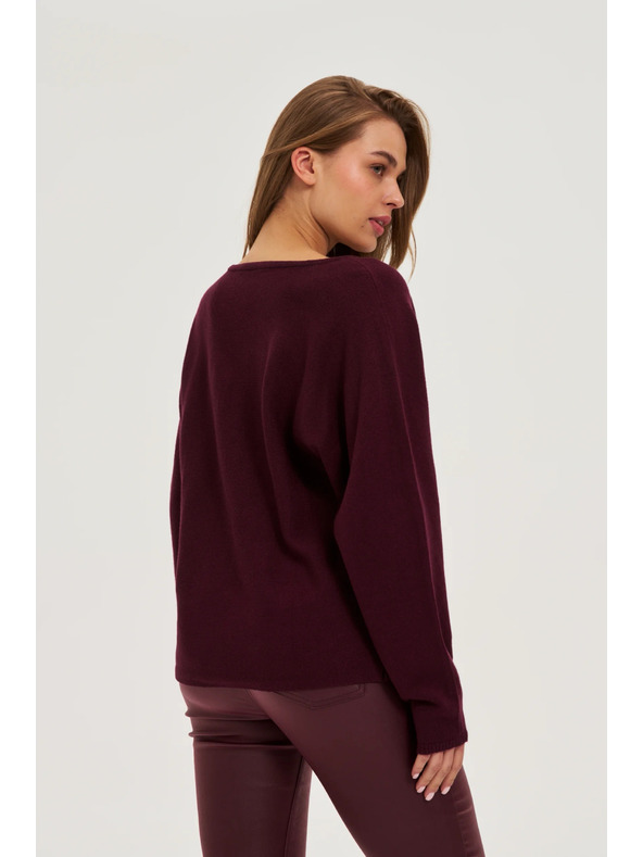 Moodo Pulover s V-izrezom vinsko crveni Moodo