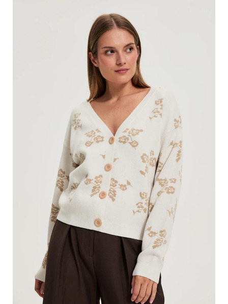 Moodo Bež kardigan s cvjetnim uzorkom Moodo