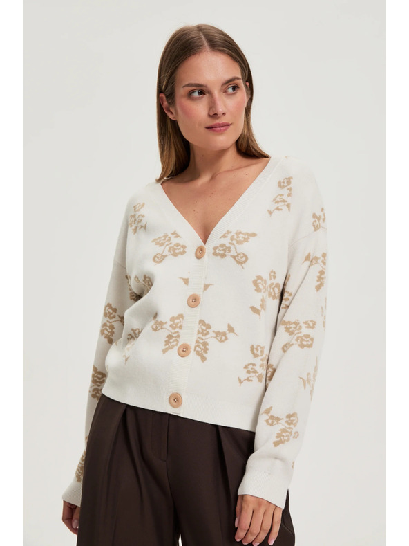 Moodo Bež kardigan s cvjetnim uzorkom Moodo