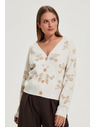 Moodo Bež kardigan s cvjetnim uzorkom Moodo