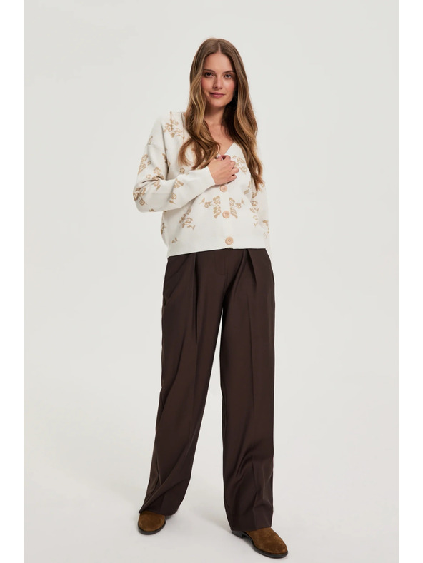 Moodo Bež kardigan s cvjetnim uzorkom Moodo