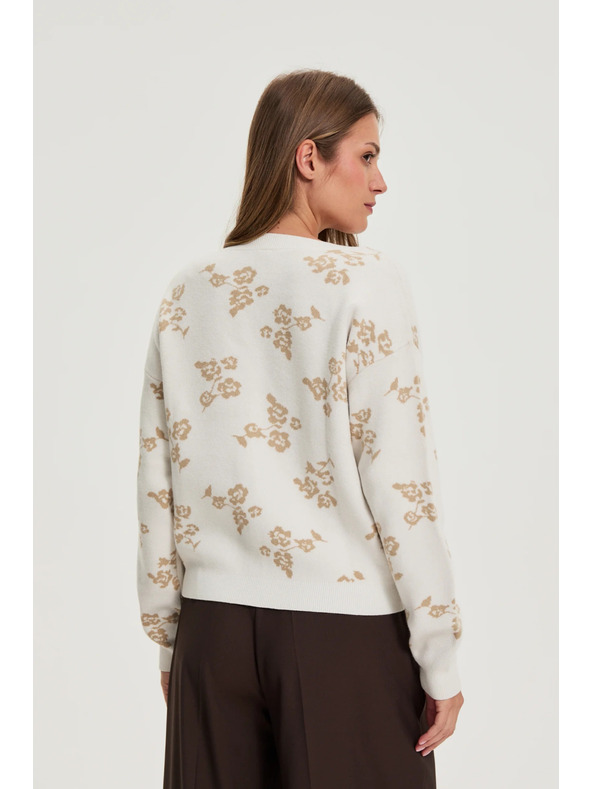 Moodo Bež kardigan s cvjetnim uzorkom Moodo