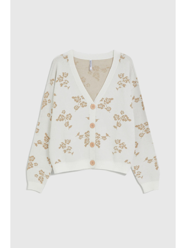 Moodo Bež kardigan s cvjetnim uzorkom Moodo