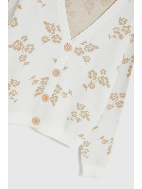 Moodo Bež kardigan s cvjetnim uzorkom Moodo