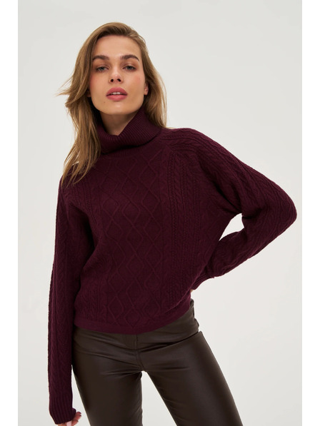Moodo Pulover s rollnekom vinsko crveni Moodo