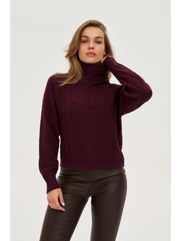 Moodo Pulover s rollnekom vinsko crveni Moodo