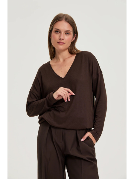 Moodo Pulover s V-izrezom smeđi Moodo