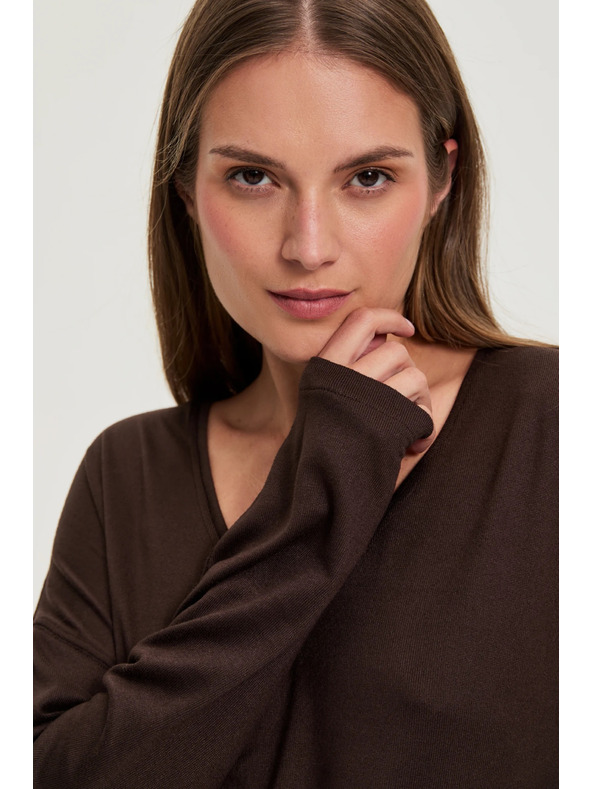 Moodo Pulover s V-izrezom smeđi Moodo