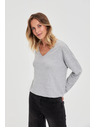 Moodo Sivi pulover s V-izrezom Moodo