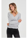 Moodo Sivi pulover s V-izrezom Moodo