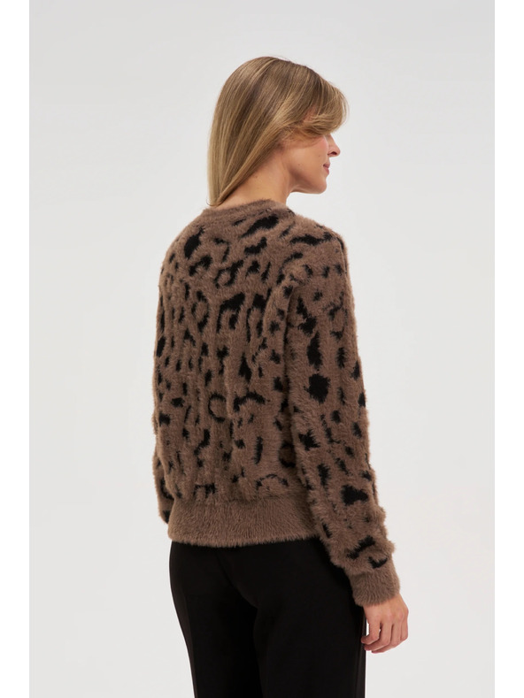 Moodo Pulover s leopardskim uzorkom smeđi Moodo