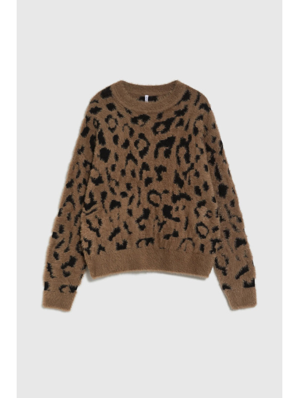 Moodo Pulover s leopardskim uzorkom smeđi Moodo