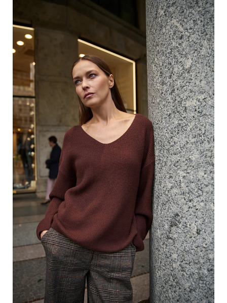 Moodo Jednostavni pulover smeđi Moodo