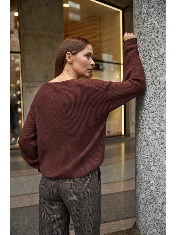 Moodo Jednostavni pulover smeđi Moodo