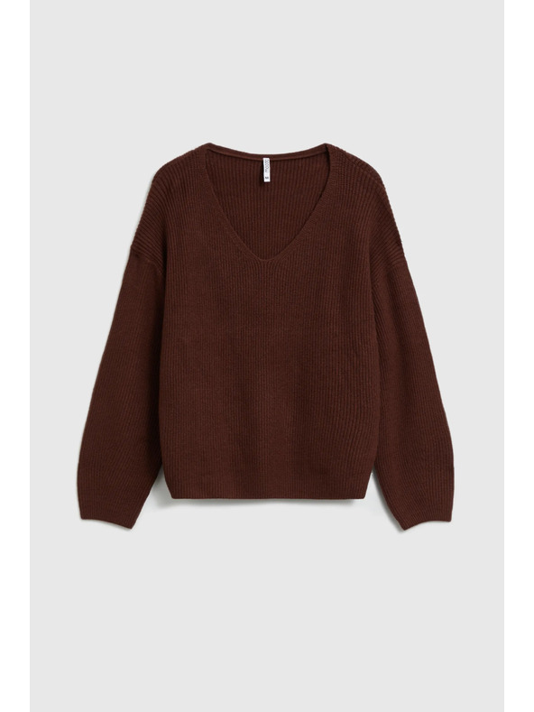 Moodo Jednostavni pulover smeđi Moodo