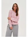 Moodo Ružičasti džemper s dekorativnim pletenicama Moodo