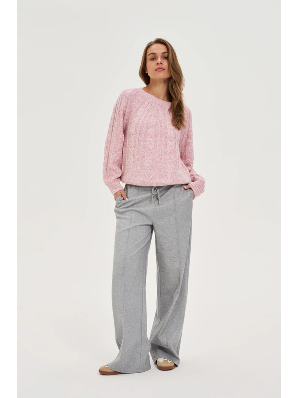 Moodo Ružičasti džemper s dekorativnim pletenicama Moodo