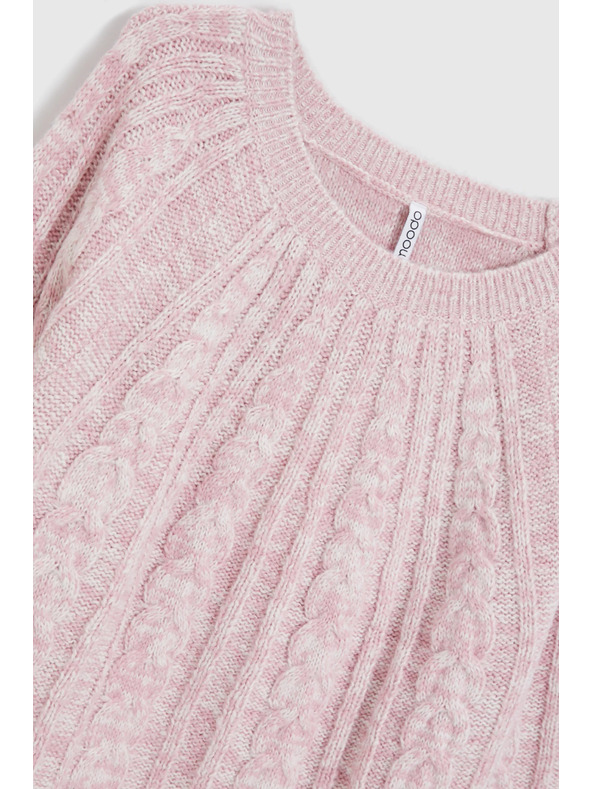 Moodo Ružičasti džemper s dekorativnim pletenicama Moodo