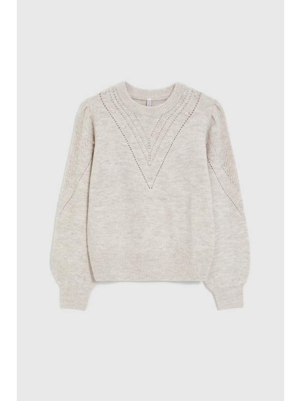 Moodo Bež džemper s napuhnutim rukavima Moodo