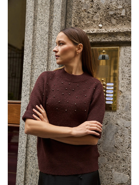 Moodo Vinsko crveni džemper s kratkim rukavima Moodo