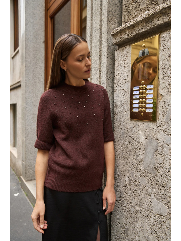 Moodo Vinsko crveni džemper s kratkim rukavima Moodo