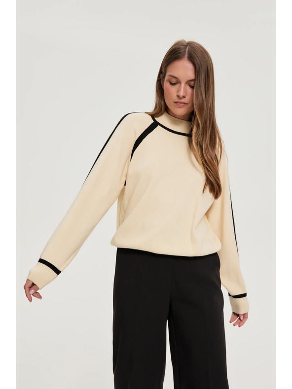 Moodo Bež džemper s polu rolon ovratnikom Moodo