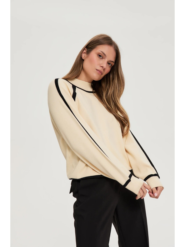 Moodo Bež džemper s polu rolon ovratnikom Moodo