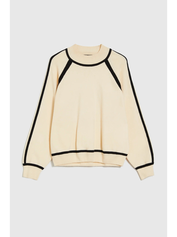 Moodo Bež džemper s polu rolon ovratnikom Moodo