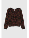 Moodo Smeđi džemper s biljnim uzorkom Moodo