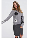 Moodo Sivi džemper s cvjetnim uzorkom Moodo