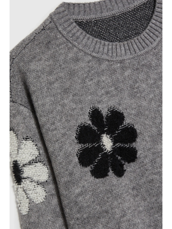 Moodo Sivi džemper s cvjetnim uzorkom Moodo