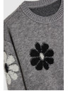 Moodo Sivi džemper s cvjetnim uzorkom Moodo