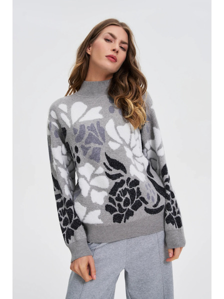 Moodo Sivi džemper s rolon ovratnikom Moodo