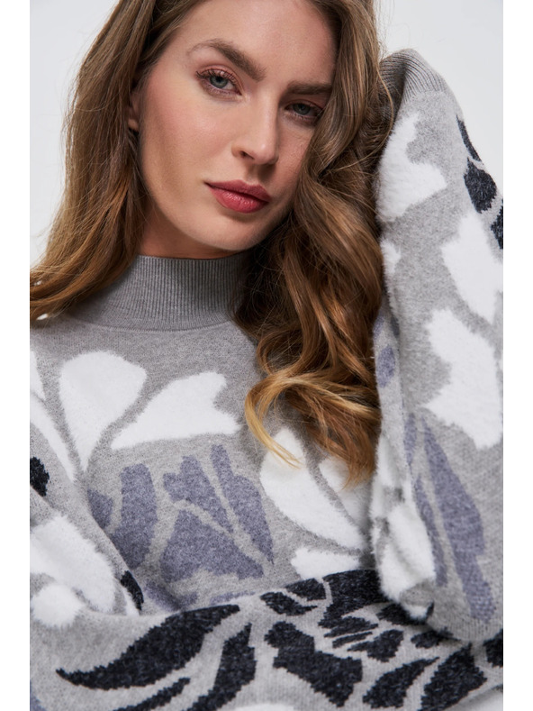 Moodo Sivi džemper s rolon ovratnikom Moodo