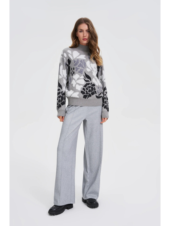 Moodo Sivi džemper s rolon ovratnikom Moodo