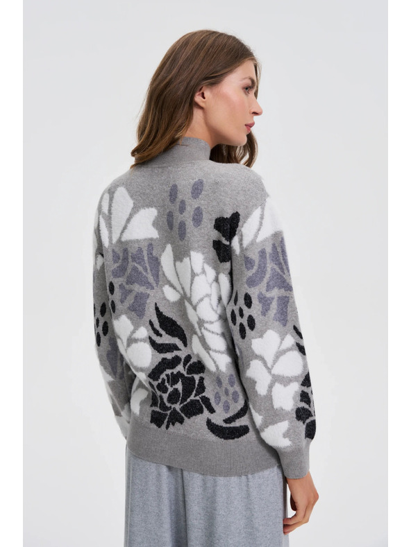 Moodo Sivi džemper s rolon ovratnikom Moodo