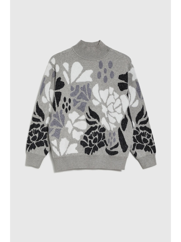 Moodo Sivi džemper s rolon ovratnikom Moodo