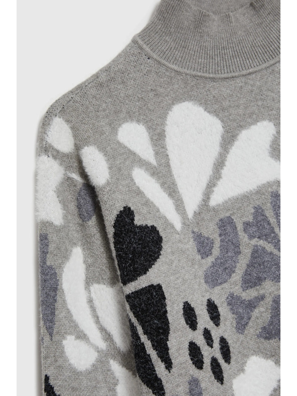 Moodo Sivi džemper s rolon ovratnikom Moodo