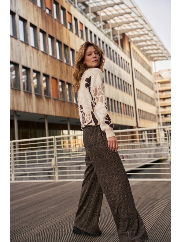 Moodo Uzorasti bež džemper Moodo