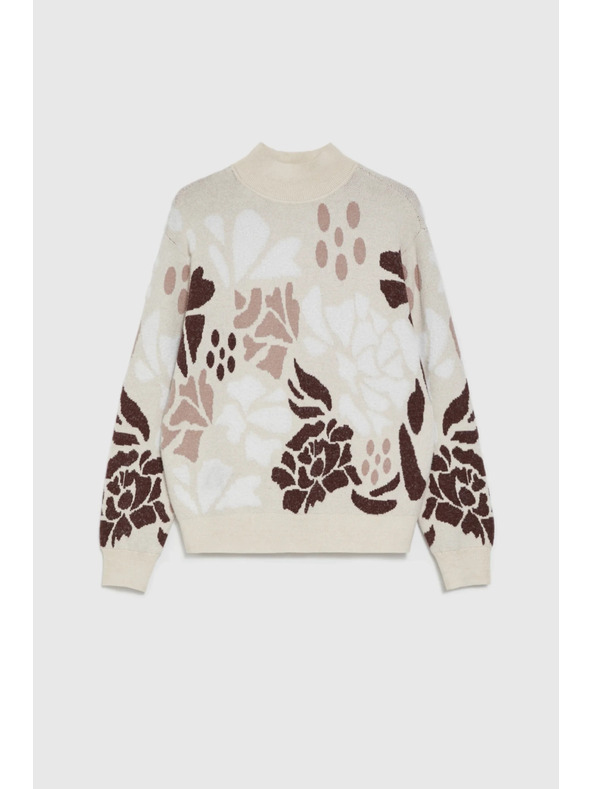 Moodo Uzorasti bež džemper Moodo