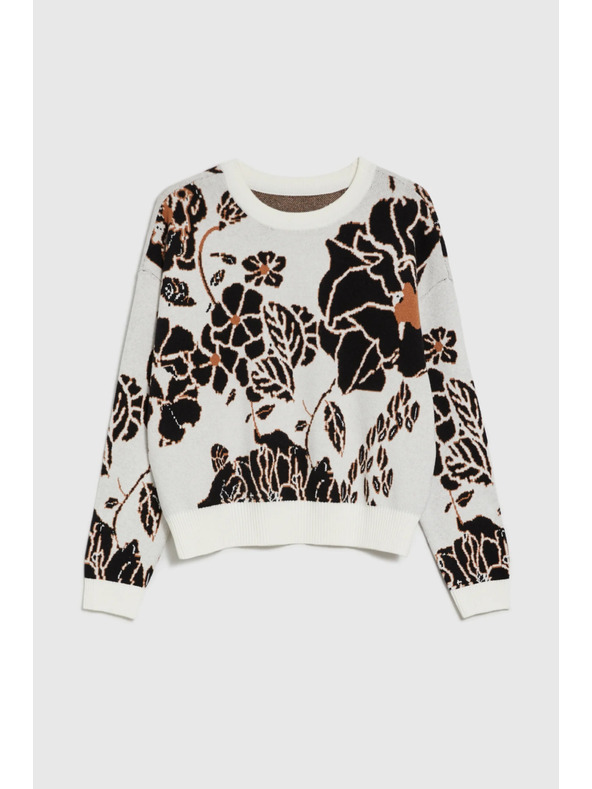 Moodo Bež džemper s cvjetovima Moodo