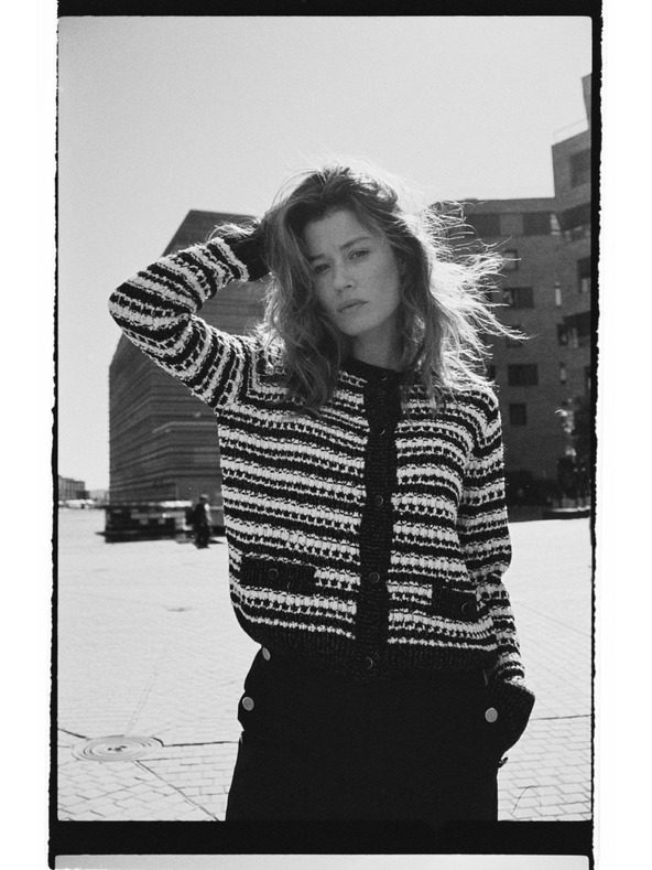 Moodo Crni prugasti kardigan Moodo